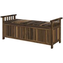 2-Seater Garden Bench Wood, Weatherproof Bench, Garden Furniture with Storage Space Armrests 128.5 x 52 x 53.5cm, Charred 128.5 x 52 x 53.5 cm