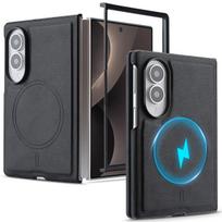 Magnetic Carbon Fiber Leather Phone Case for Samsung Galaxy Z Fold 8 Ultra 7 6 5 4 Protector for Magsafe Wireless Charging Cover Galaxy Z Fold3 5G