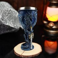 Mėlynojo drakono taurė Nerūdijančio plieno Dungeons And Dragons dovana Chalice Vyno taurė 7 oz. (Mėlynasis Kardas Drakonas) mėlyna