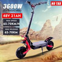 Sunnigoo X7 3600W dviejų variklių suaugusiųjų elektrinis paspirtukas 48v 21ah Didžiausias greitis 65-70km/h 10 colių visureigių padangos Diapazonas 60km Escooter juoda