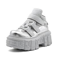 Gotikiniai Kulniukai Roko Batai Naujas Punk Stilius Moteriški Batai Suvarstomi Kulno Aukštis 6CM Platforminiai Batai Moteris Metalinis Dekoras Moteriški Sportbačiai 36 white