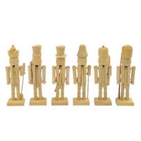 Set of 6 12CM Natural Wood Unpainted Nutcrackers Blank DIY Project For Home Decors And Holiday Celebration Decoration 1