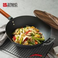 SANHO Extreme Iron Wok with Wooden Lid