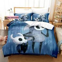 Hollow Knight Bedding Set Single Twin Full Queen King Size Bed Set Aldult Kid Bedroom Duvetcover Sets 3D Print Anime Kawaii Kids EU Single(135*200cm)3pcs gray