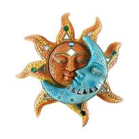 PVC auksinės saulės ir mėlyno mėnulio veido sienų menas 3D dekoravimas patalpų lauko apnašas One Size
