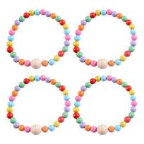 Pack of 4 Farmhouses Rainbow Wood Beads Curtain Tiebacks with Strong Magnetic Draperies Holdbacks for Window Decors 1