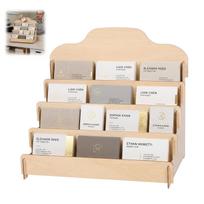 4 Layers Greeting Card Display Stand Wood Business Card Holder Multifunctional Pamphlet Rack Desktop Brochure Organizer