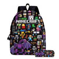 Minecraft Kuprinė Pieštukinė Rinkinys Vaikams Paaugliams Mokyklinė Kuprinė Atspari Vandeniui Lengva 2 Dalys