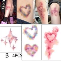 4 lapeliai Helovino žaizdų ir mėlynių laikinos tatuiruotės Cosplay Vandeniui atsparūs rankos kulkšnies randų tatuiruotės lipdukai Ilgalaikė netikra tatuiruotė gray