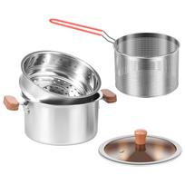 Deep Fryer Pot Stainless Steel Steamer Pot and Mesh Basket 2.5 L Stock Pot with Lid and Handle for Gas Stove Induction sidabras