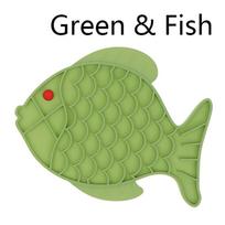 Silikoninis lėto maisto padėklas, anti-užspringimo dubuo naminiams gyvūnams katėms šunims, lėto maitinimo kilimėlis Fish green