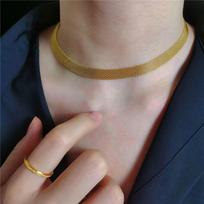 316L Stainless Steel New Fashion Fine  Hip-hop Gold Color 8MM Width Snake Bone Chain Geometric Necklaces For