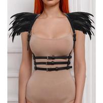 Female Victorian Gothic Natural Feather Collar Choker Shrug Shawl Shoulder Wrap Cape with Ribbon Ties for Costume Decoration One Size