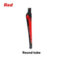 Ullicyc-Disc Brake for Road Bike, Carbon Fiber Bicycle, Round and Tapered Tube, Front Fork QC340, 12x100 Thru Axle, 700x25c Red-Round