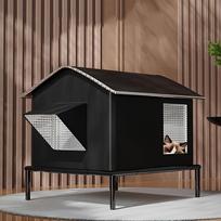 Homeless Pet House Four Seasons Outdoor Stray Cat Shelter with Air Conditioning Pet House Cozy Insulated Cat Bed Supplies black