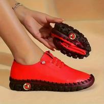 Sneakers Women's Shoes Loafers Lace Up Leather Flat  Spring Casual comfortable Mom Shoe   Chaussure Femme 37