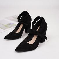 Women's Pointed Toe Lace-up Flats & French High Heels - New Fashion Style 37 juoda