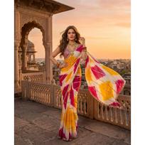 New Launch Premium Designer Mirror Work Saree brown