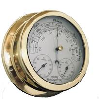 3 in 1 Meteorological Instrument Toned Dial Air Pressure Meter Polished Round Metal gray