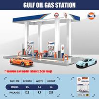 Cca surinkimo korpusas Degalinė Gulf Oil degalinė Lieto metalo lydinio modelinis automobilis Kolekcionieriams Ornamentai Šventinės dovanos gray