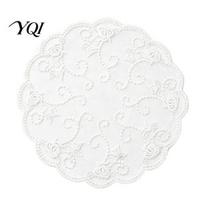 Retro European Style Table Linens Lace Placemat, White Floral Doilies, Embroidered Mat, Small Dish Padding for Kitchen Sheer Mesh Doily Tea Cup, Vase, B
