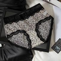 Ladies Spring and Summer New Sexy Lace Leopard Print Cotton File Middle Waist Triangle Briefs L
