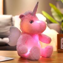 Mielas šviečiantis sėdintis vienaragis pliušinis žaislas spalvingas angelas pegasas lėlė vaikams raminanti skudurėlinė lėlė Sitting height 25cm (0.2kg) rožinė