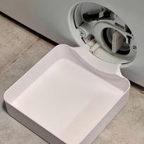 Skalbimo mašinos nutekėjimo padėklas 3D spausdintas nutekėjimo piltuvėlis Lašėjimo padėklas valyti pūkų filtrus Vandens surinkimo padėklas Apsaugo grindis nuo išsiliejimo balta