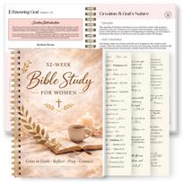 52 Week Bible Study Journal For Women Spiral Bound Faith Planner With Stickers Daily Scripture Reading Reflection white