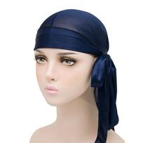 Unisex suaugusiųjų satino ilgos uodegos Doo Rag Durag Bandanos kepurė Pirato skrybėlė Turbanas Vyriška Hip Hopo galvos juosta Moteriškas galvos apdangalas blue