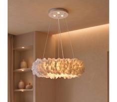 BRILAGI - LED liustra ant laido FEATHER 3xE27/40W/230V + 3xLED/3W, skersmuo 40 cm, balta