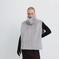 2025 Women's Solid Color Semi-High Neck Sleeveless Furry Top for Autumn & Spring Large ruda