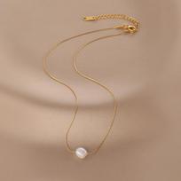 316L Stainless Steel New  Fine Jewelry Natural Freshwater Pearl Charms Chain Choker Necklaces & Pendant For Women