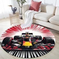 Racing Car  Round Area Rug,Carpet Rug for Living Room Bedroom Sofa Playroom Decor,Non-slip Floor Mat 80cmx80cm