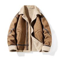 Men's Suede Lambswool Jacket: Autumn/Winter Fashion, Plush Velvet, Warm & Thickened Coat L ruda