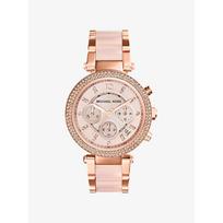 Michael Kors Parker Rožinio aukso atspalvio rausvo acetato laikrodis MK5896 rožinio aukso spalvos