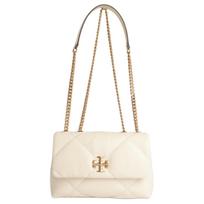 Tory Burch Kira Metal Logo Napa Leather Crossbody Shoulder Bag Small Women bags Warm-White 154706-101 Basic Set (Bag+Dust Bag)