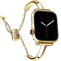 Prabangus laikrodžio dirželis Apple Watch Series 8 7 41 45mm 6 Se 5 4 Moterims Deimantinis Plieno Apyrankė IWatch Ultra 49mm 44 40 42 38MM Dirželis 38 40 41mm auksas