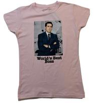 The Office Juniors World's Best Boss Michael Scott Funny Pink Shirt New S-XL M