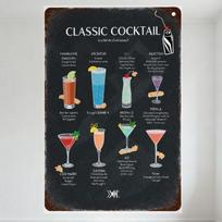 DORA Tin Sign Vintage Classic Cocktail Collection Metal Tin Sign Bar Pub Home Wall Decor with  Drinks Illustration Retro Cocktail Shaker Des 20x30cm（7.8x11.8inch）