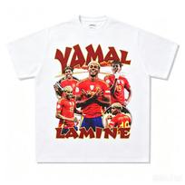 Vintažiniai Lamine Yamal Bootleg Marškinėliai Retro Futbolo Žaidėjo Portreto Grafika Oversized Medvilniniai Futbolo Žvaigždės Spausdinti Streetwear Y2k Moteriški Vyriški Drabužiai M red