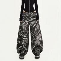 VIONA Women's Tie Dye Baggy  Jeans Abi Y2k Japanese Cyber Punk Men Denim Pants Grunge Harajuku Cowboy Wide Fit Dark Academia S
