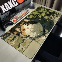 HYBXAXC Cute Japan Cat Mouse Pad Large Gamer Mousepad Computer Gaming Accessories Art Carpet 900x400 Play Mats Anime Office Mat 30cmx60cm(11.8x23.6inch) beige
