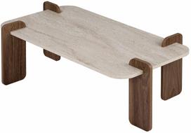 Kavos staliukas Nordure Renard, riešuto sp./travertine sp., 60 cm x 120 cm x 35 cm