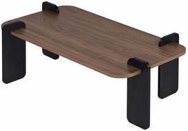 Kavos staliukas Nordure Renard, juoda sp./medžio sp./riešuto sp., 60 cm x 120 cm x 35 cm