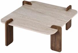 Kavos staliukas Nordure Marais, riešuto sp./travertine sp., 90 cm x 90 cm x 35 cm