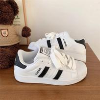 Hong Kong style shell head board shoes women's 2025 autumn new platform white shoes student versatile casual soft-soled sports shoes 35