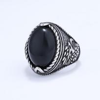 Titanium Steel Ring Eagle Design with Turquoise and Tiger Eye for Men Women Fashion Jewelry No. 7