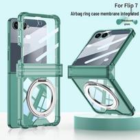Samsung Z Flip7 Case: High-End Electroplated Clear Magnetic with 360° Rotating Stand SM-Flip7