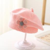 Winter Baby Cute Flower Knitted Beret Woolen Hat One Size